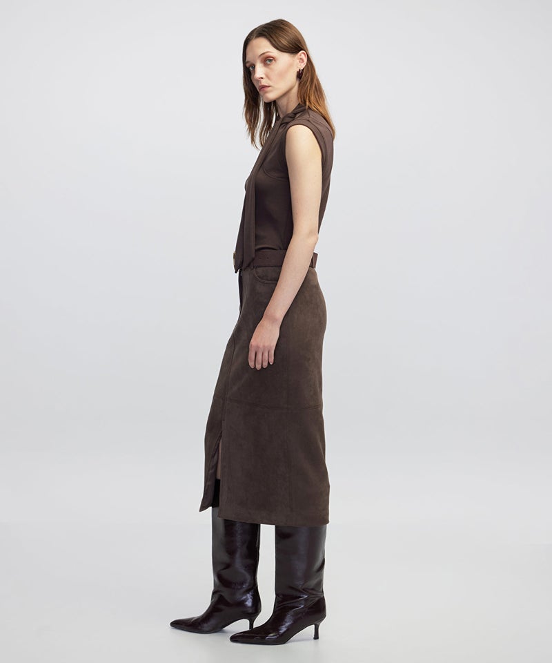 Ipekyol Suede-Effect Midi Skirt - Image 3